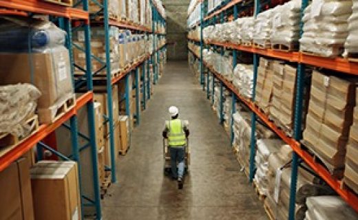 Warehouse,,Shipping,And,Man,Walking,In,A,Distribution,,Freight,And Warehouse, shipping and man walking in a distribution, freight and supply chain company. Worker, contractor and back with stock, factory and export business with employee working with storage